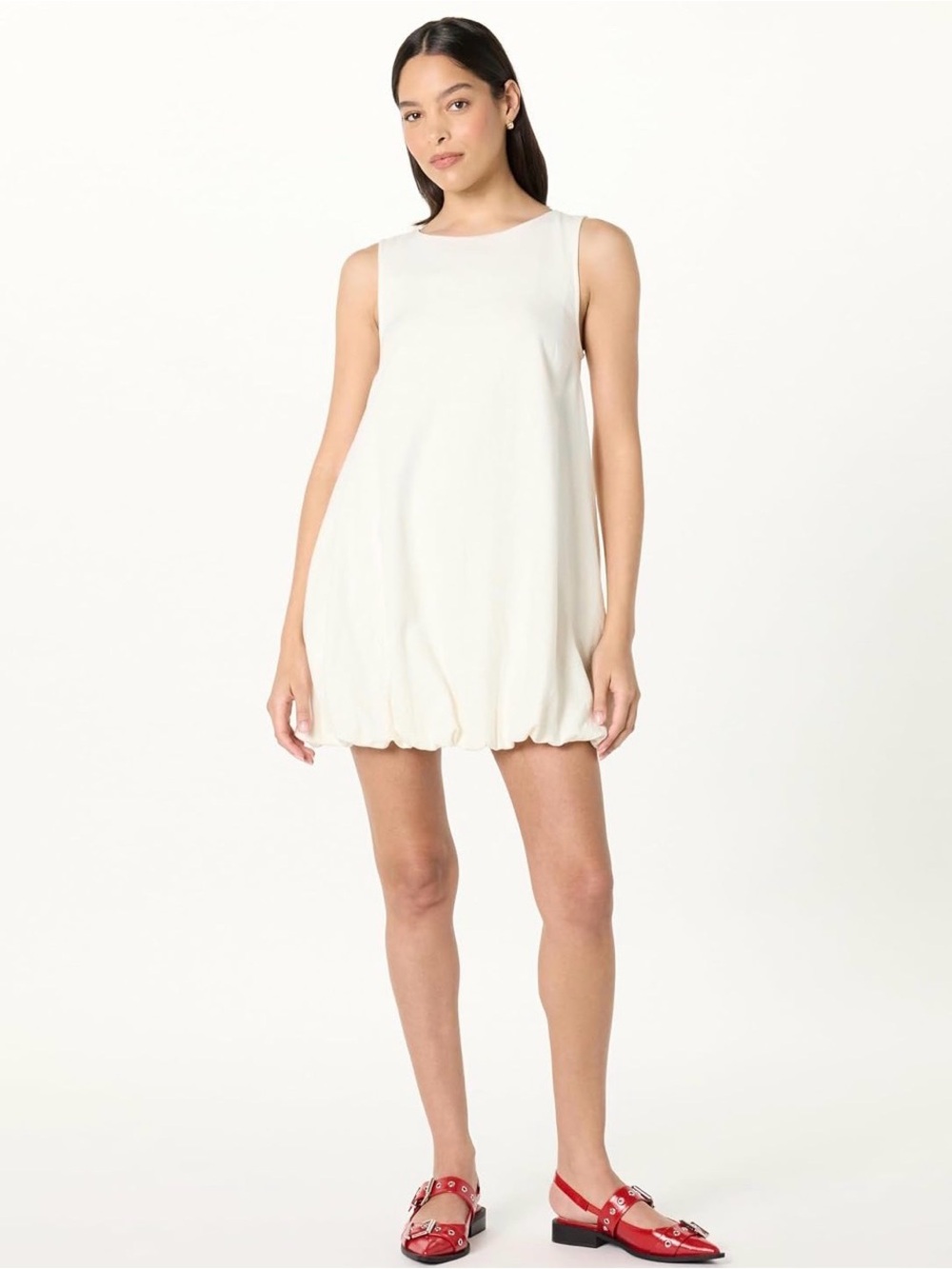 The Drop Sleeveless Bubble Hem Mini Dress Ivory Size Small NWT